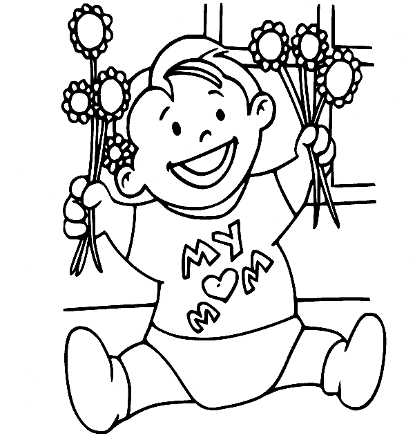 Baby Wear a Shirt with My Mom Coloring Page