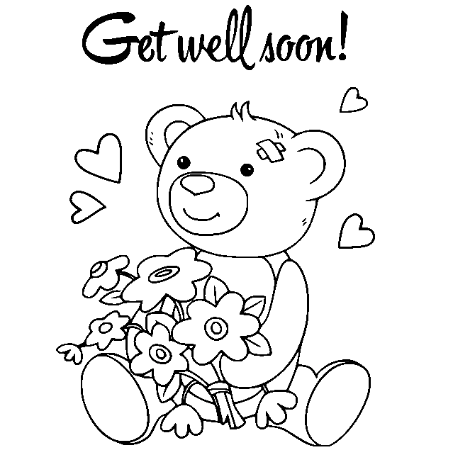 Bear Get Well Soon Coloring Page