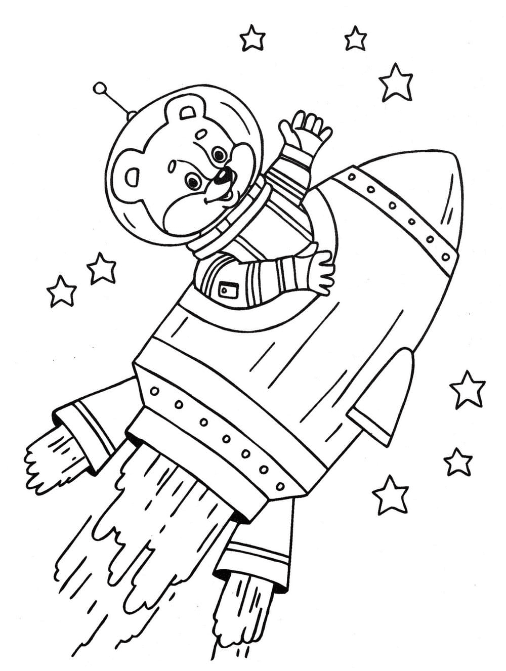 L'orso vola nello spazio dal pianeta