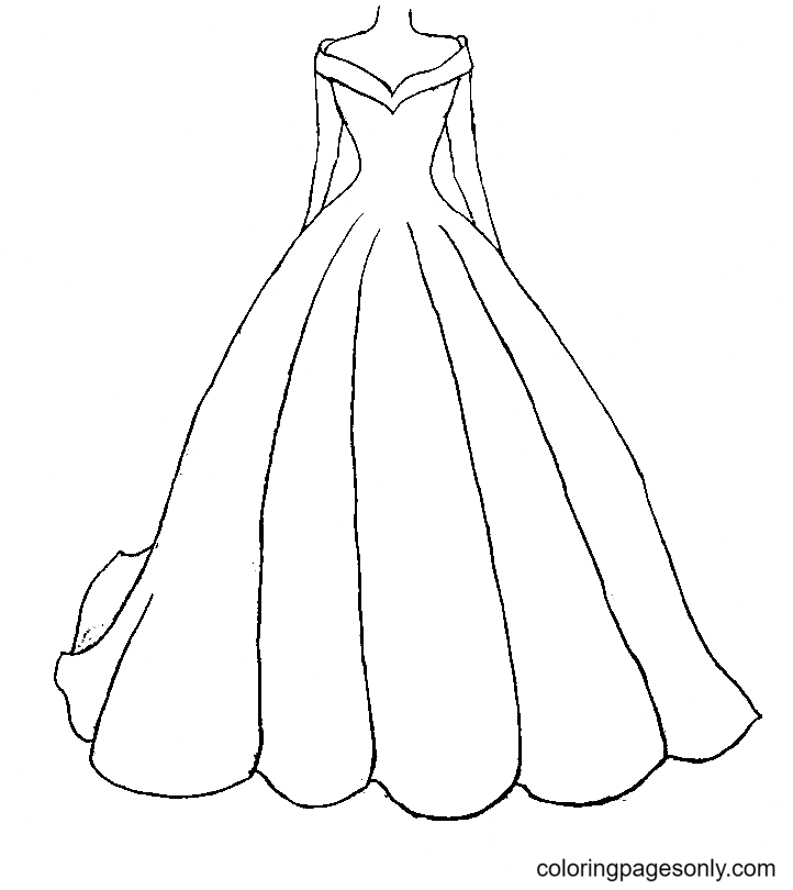 Desenho de vestido de menina bonita para colorir