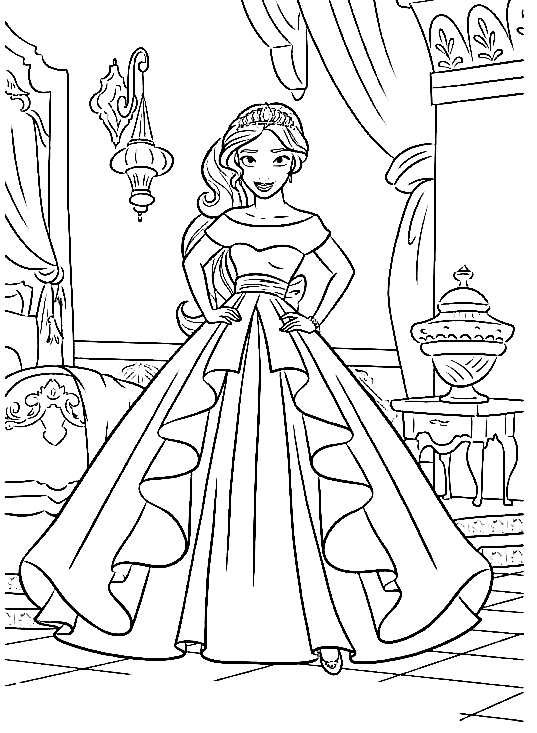 Beautiful Princess Elena Disney Coloring Page