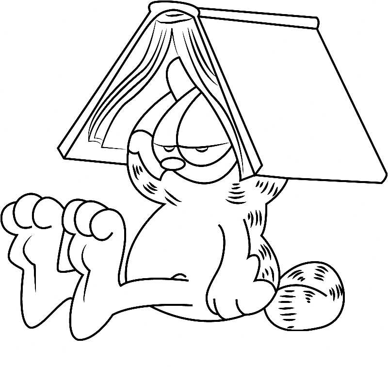 Book on Head of Garfield Coloring Pages
