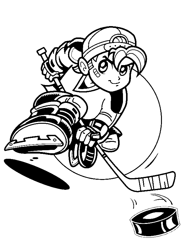Boy Hockey Coloring Page