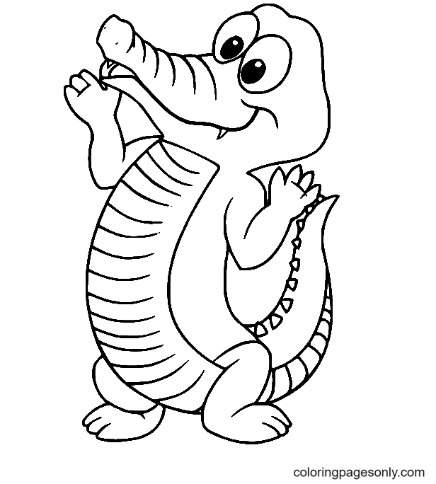 Cartoon Cute Alligator Coloring Pages