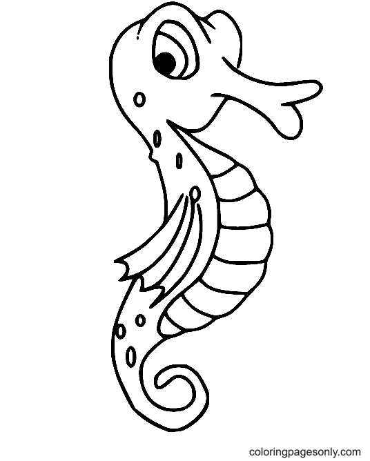 Cartoon Cute Seahorse Coloring Pages