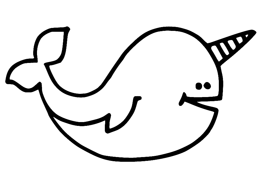 Cartoon Narwhal Coloring Page