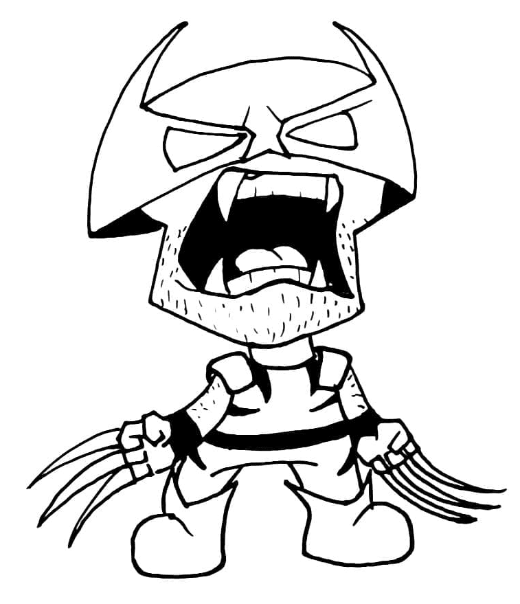 Cartoon Wolverine schreeuwen Kleurplaat