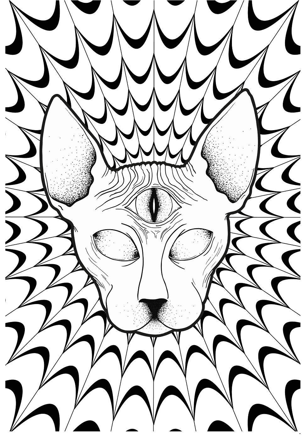 Cat Psychedelic Coloring Pages