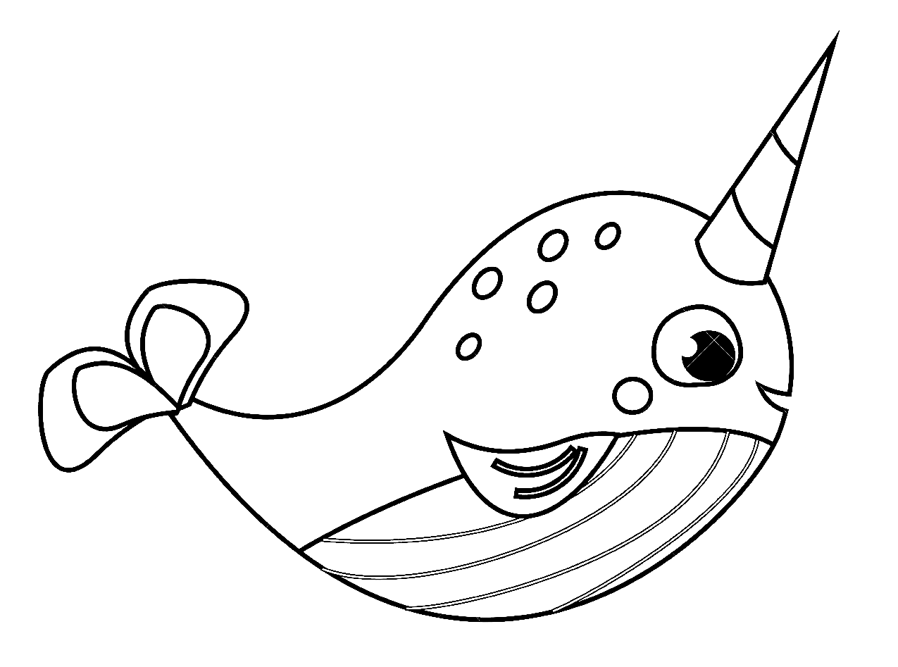 Cheerful Narwhal Coloring Pages