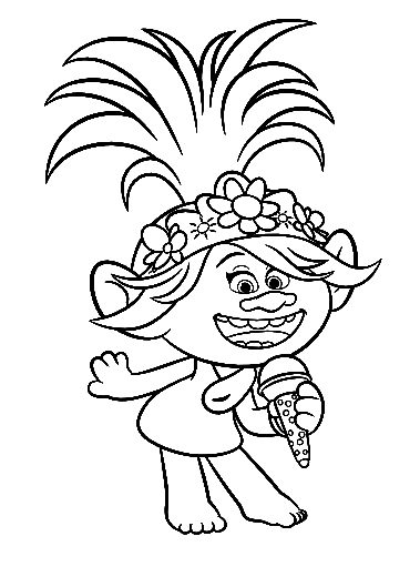 Cheerful Poppy Coloring Page