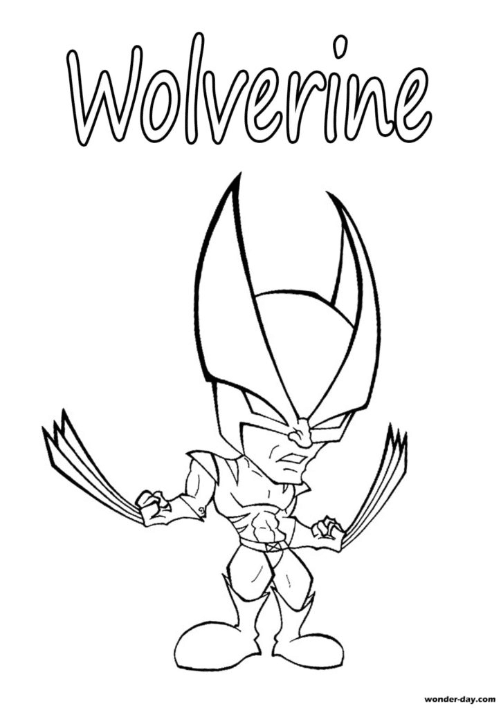Chibi Wolverine to Print Coloring Page