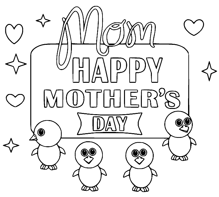 Chicks Wish Happy Mothers Day Coloring Page