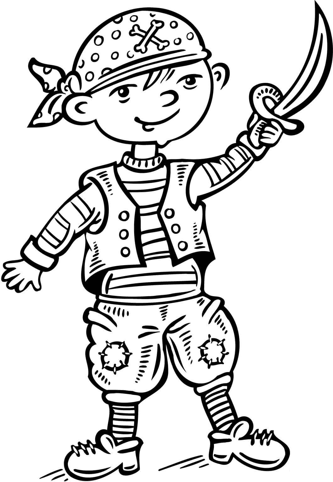 Child Dressed up like a Pirate Coloring Page