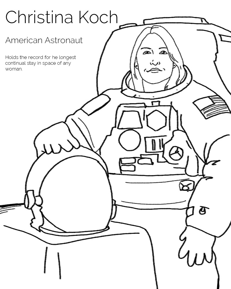 Coloriage de l'astronaute Christina Koch