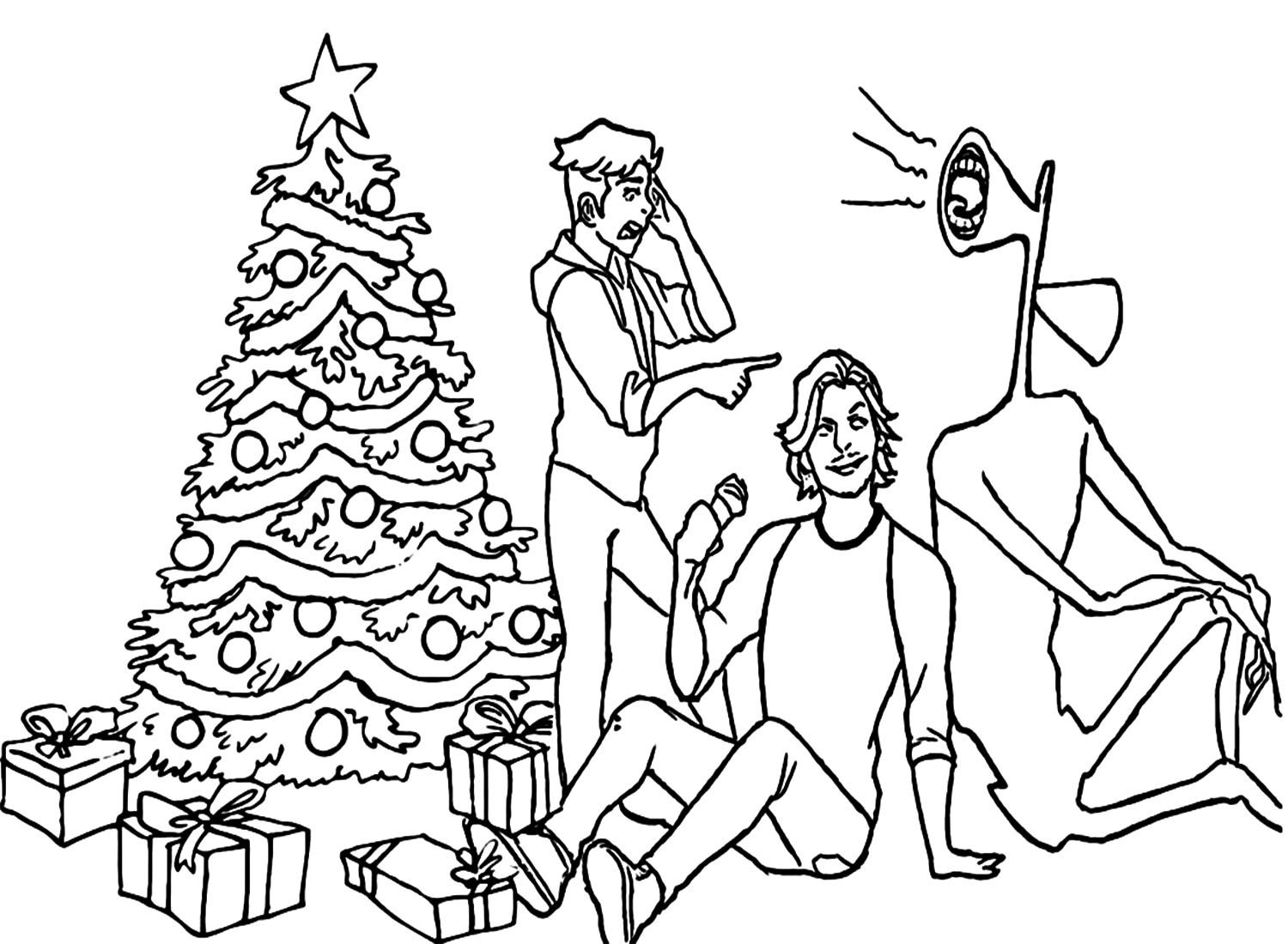 Christmas Siren Head Coloring Pages