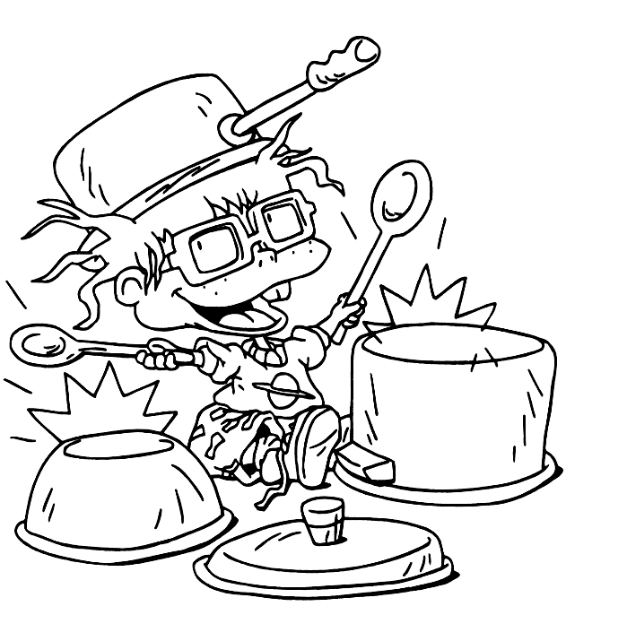 Chuckie Is Playing On Drums Coloring Page