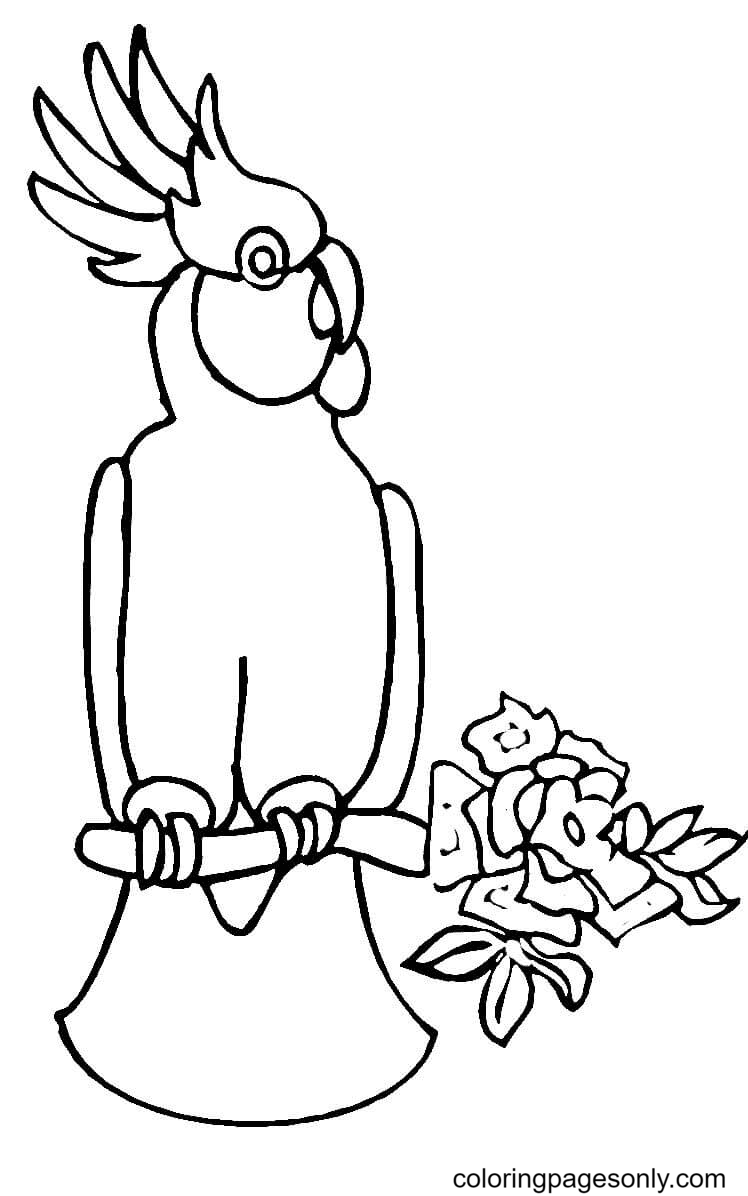 Cockatoo with Flowers Coloring Page