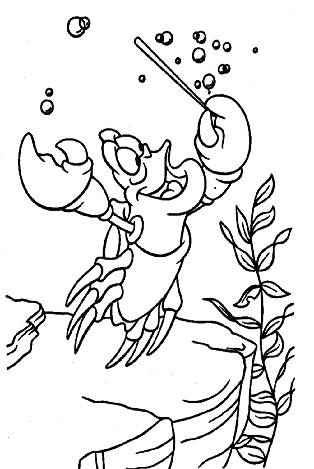 Crab Sebastian is Singing a Song Coloring Pages