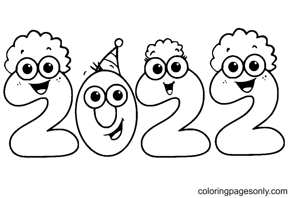 Cute 2022 Coloring Page