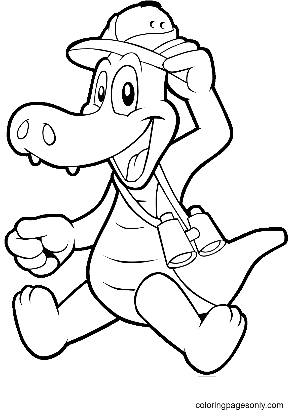 Cute Cartoon Alligator Coloring Pages