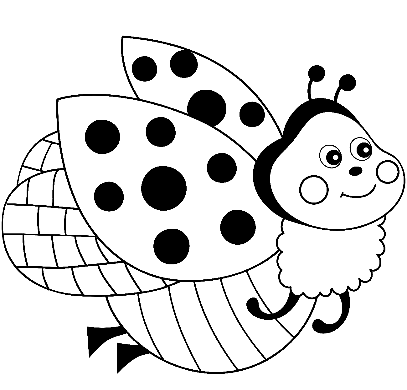 Cute Cartoon Ladybug Flying Coloring Pages