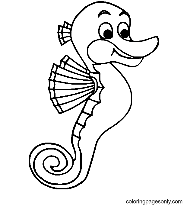 Cute Cartoon Seahorse Coloring Pages
