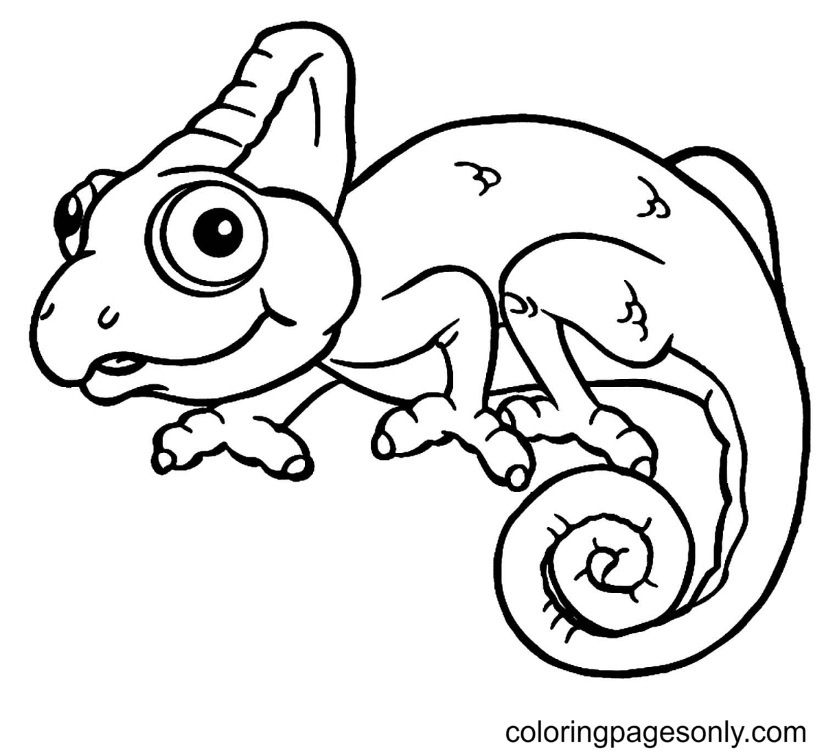 Cute Chameleon Coloring Page
