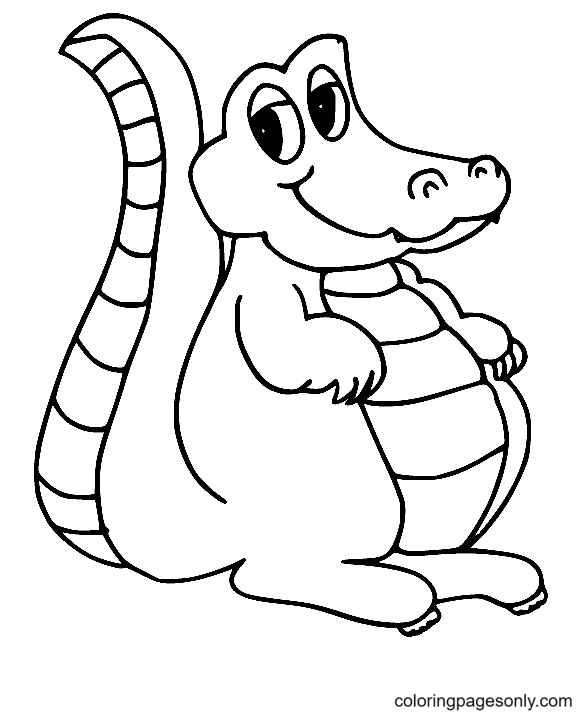 Cute Fat Alligator Coloring Page