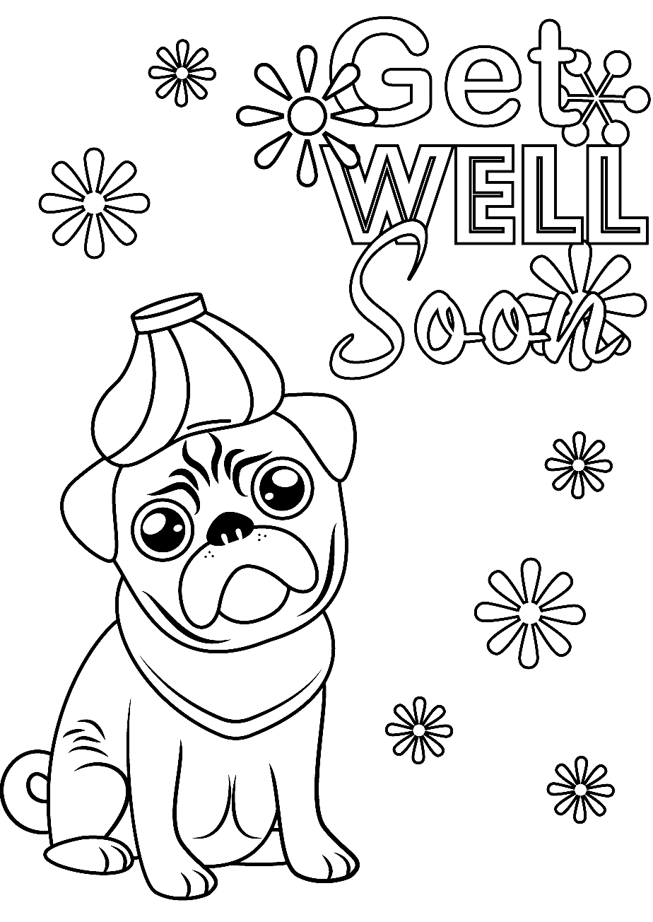 Cute Get Well Soon Puppy Coloring Page