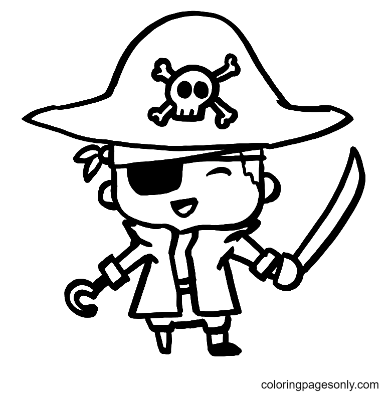 Desenho para colorir de um pirata fofo