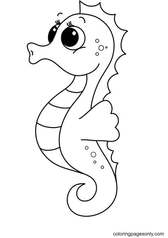 Cute Little Seahorse Coloring Page