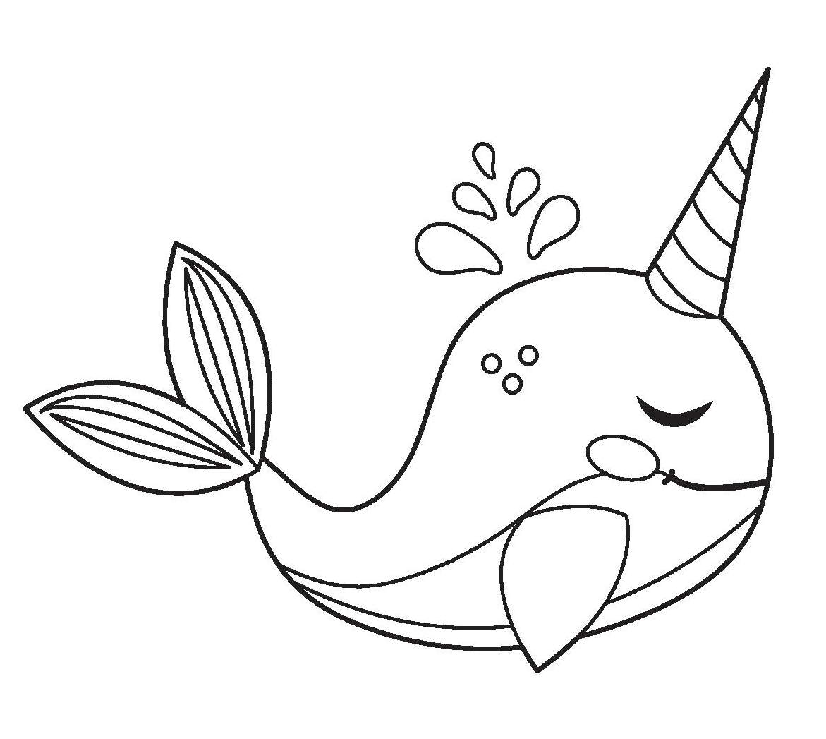 Cute Narwhal Coloring Page