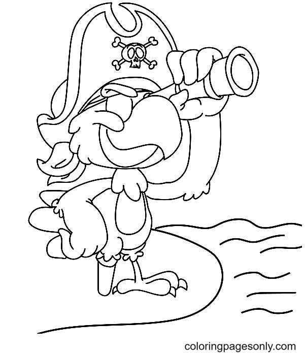 Cute Pirate Parrot Coloring Pages