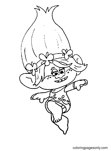 Cute Poppy Trolls Coloring Page