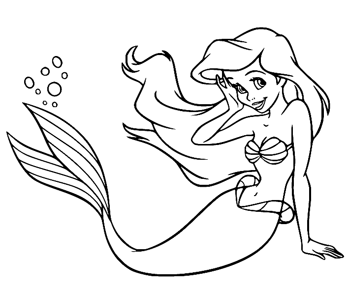 Cute Princess Ariel Coloring Page