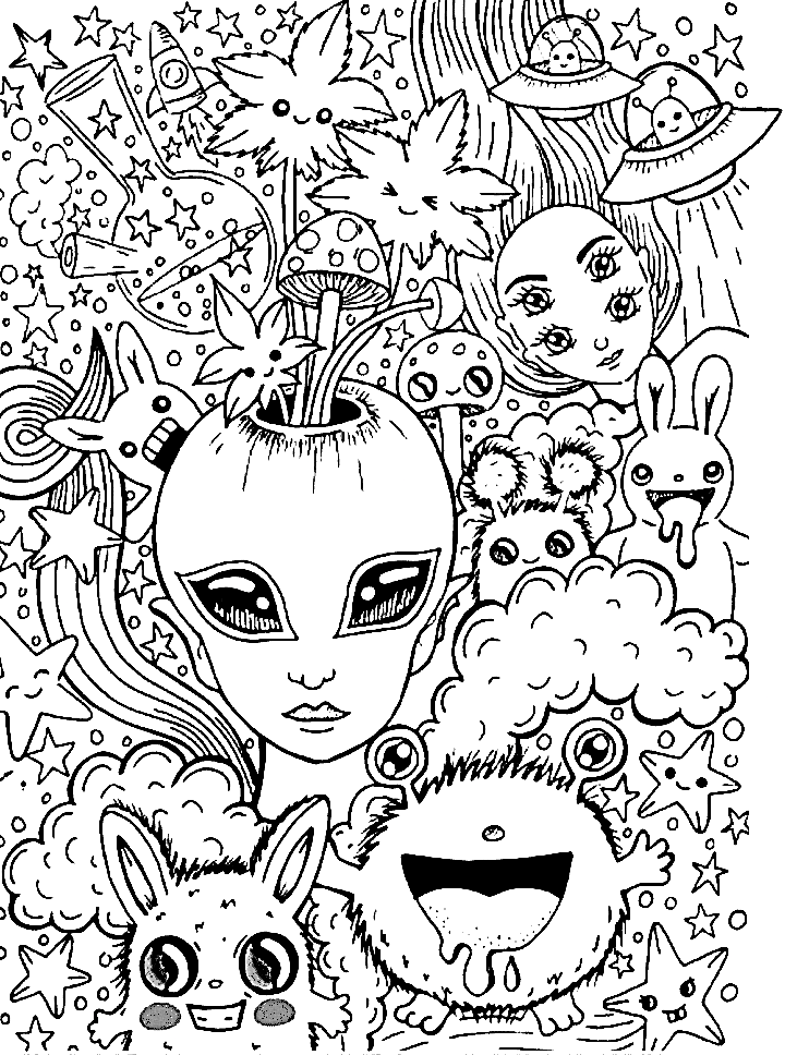 Cute Psychedelic to Print Coloring Page