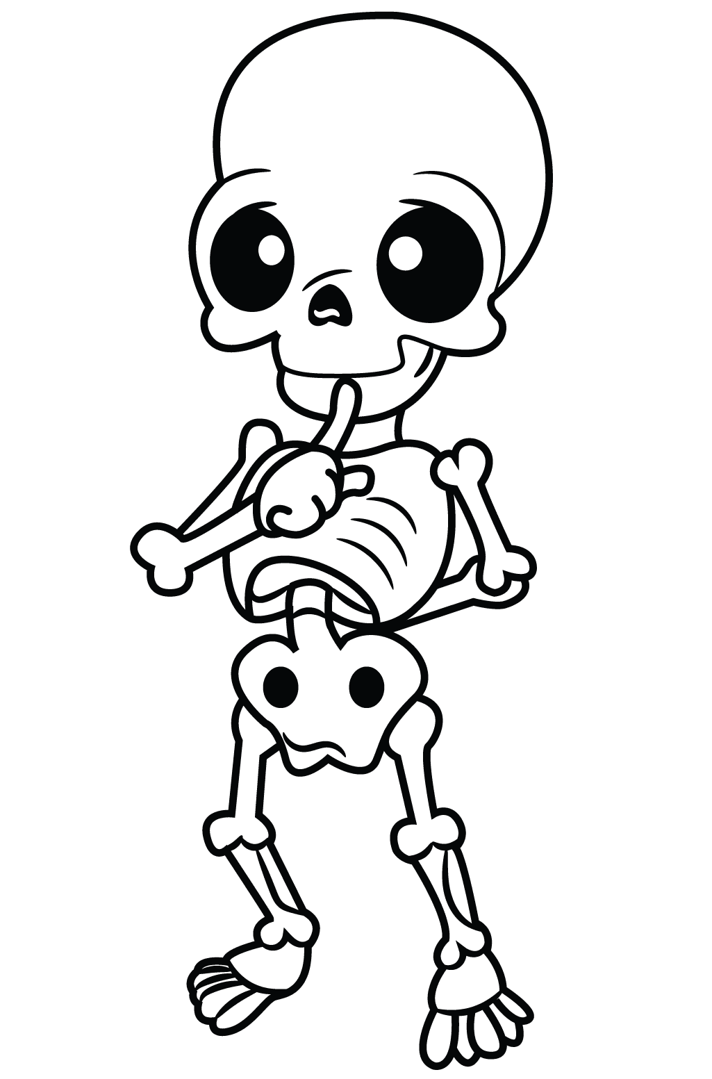 Cute Skeleton to Print Coloring Page