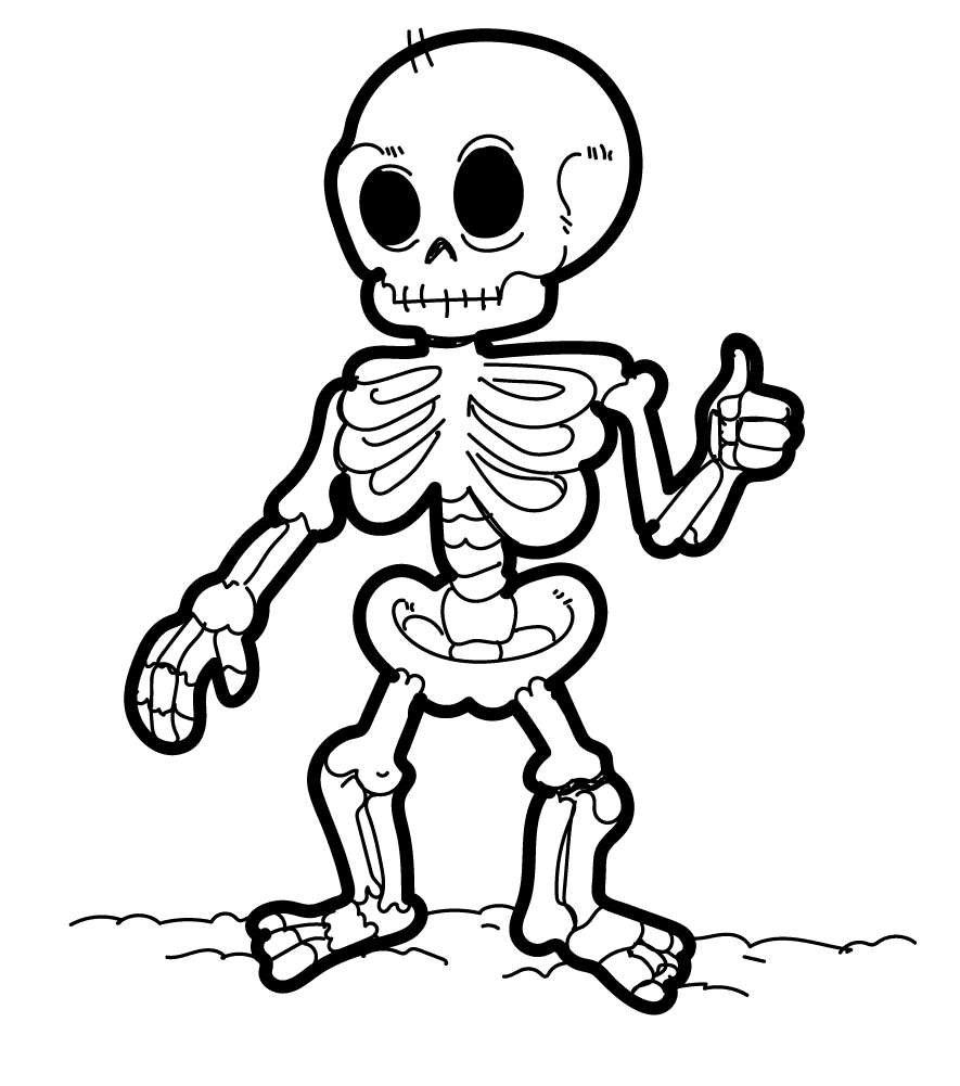 Desenho de Esqueleto Fofo para Colorir