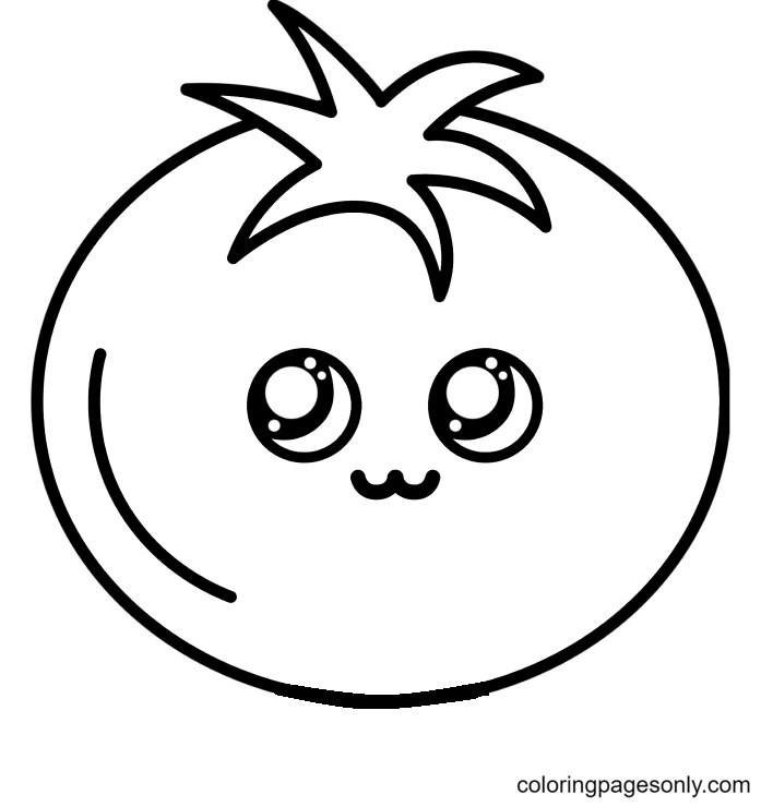 Cute Tomato Coloring Pages