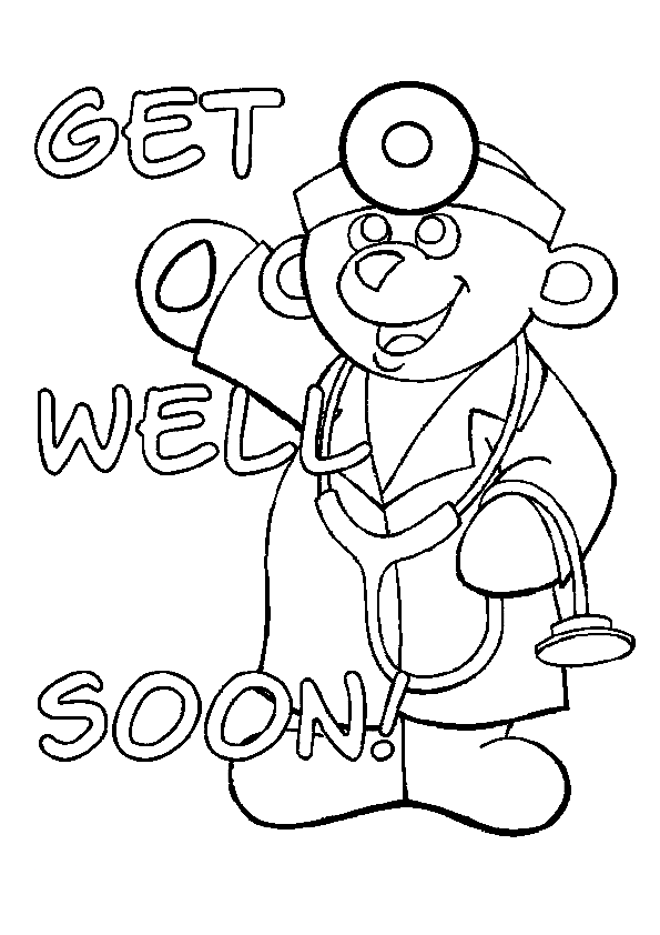 Docteur Bear souhaite un rétablissement rapide de Get Well Soon