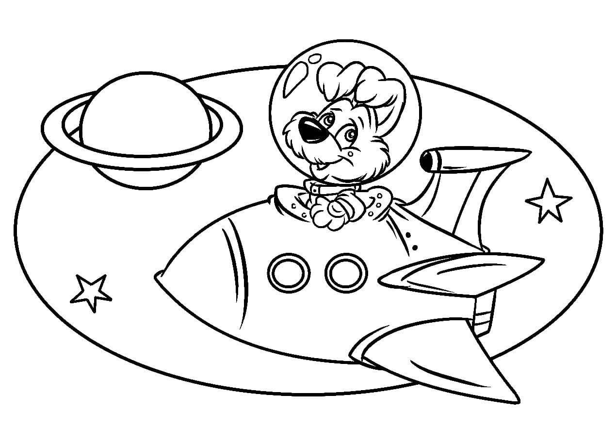 Dog in Space Coloring Page