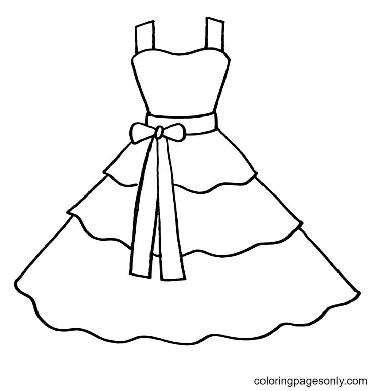 رسم فستان لصفحة التلوين للأطفال