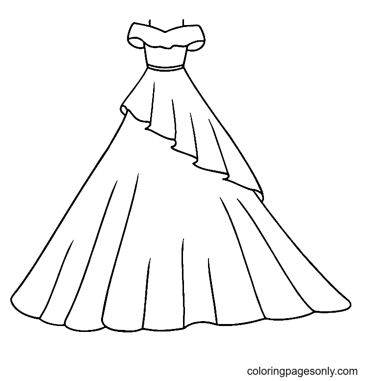 رسم صفحة تلوين الفستان