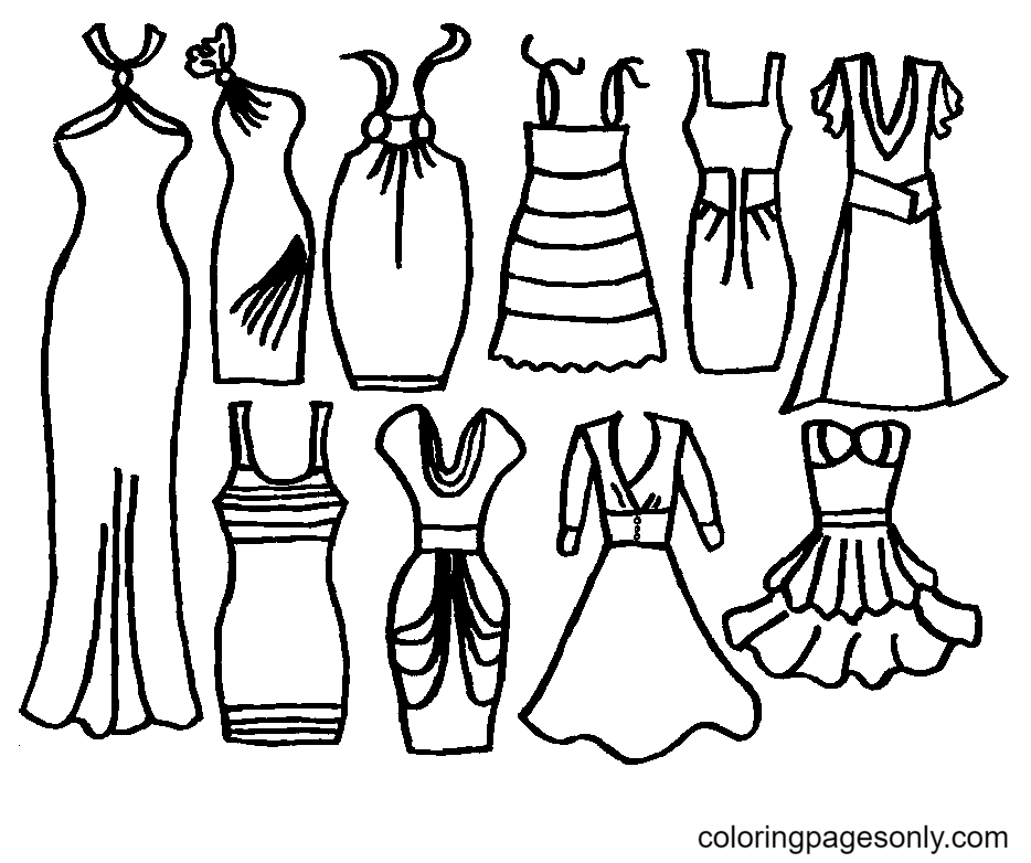 Kostenlose Malvorlage Kleid