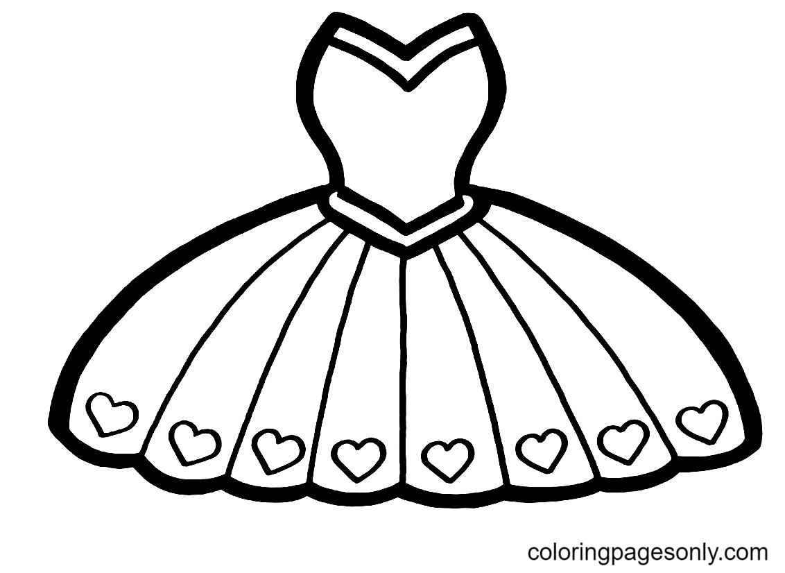 Página para colorir vestido simples para crianças