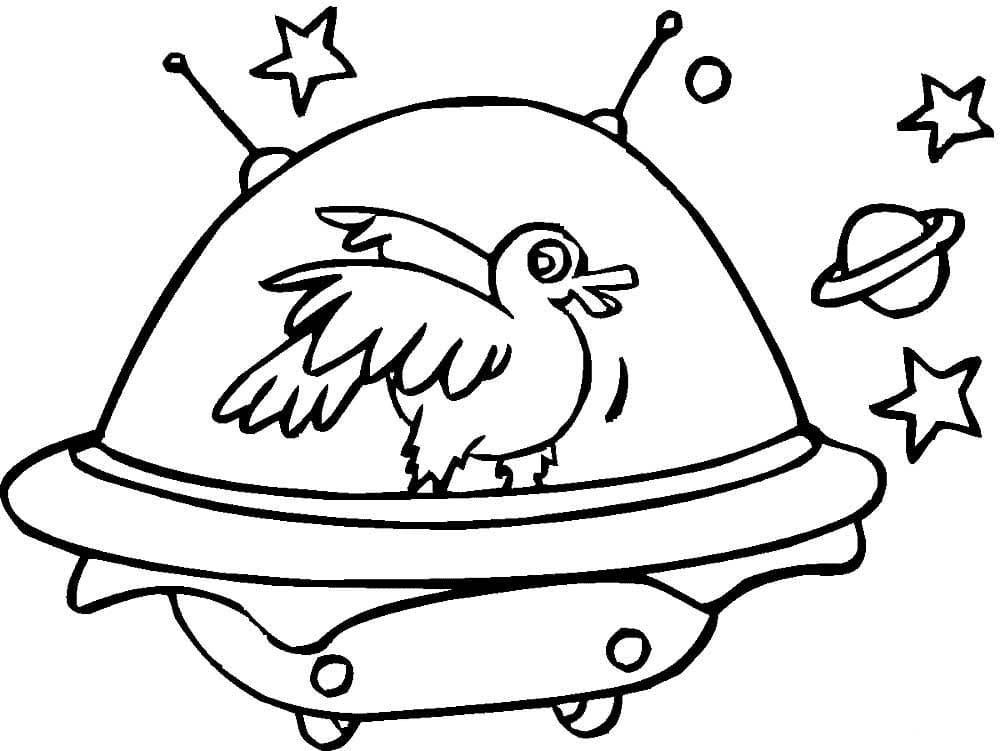 Duck in Space Coloring Page