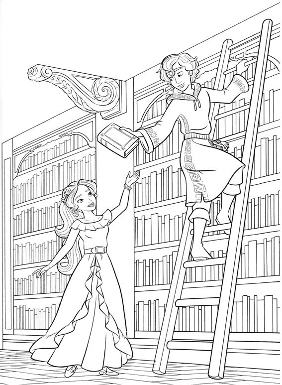 Elena e Mateo in biblioteca da Elena di Avalor