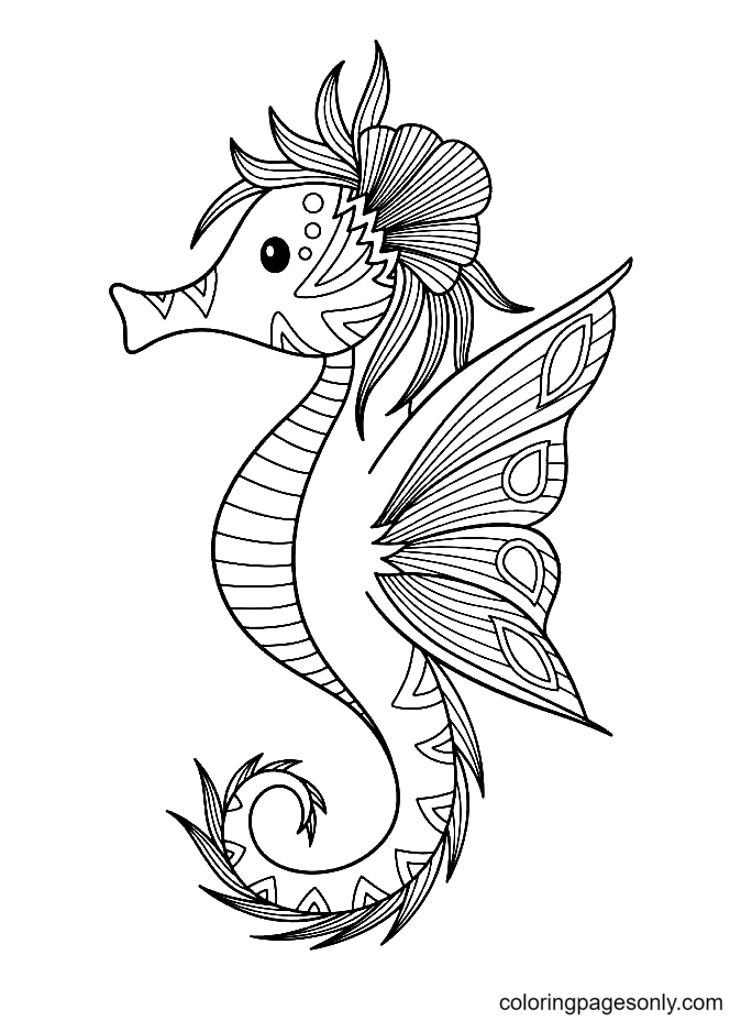 Fairytail Seahorse Coloring Page