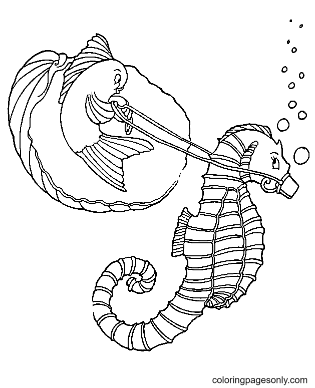 Fish Driving Seahorse Coloring Pages