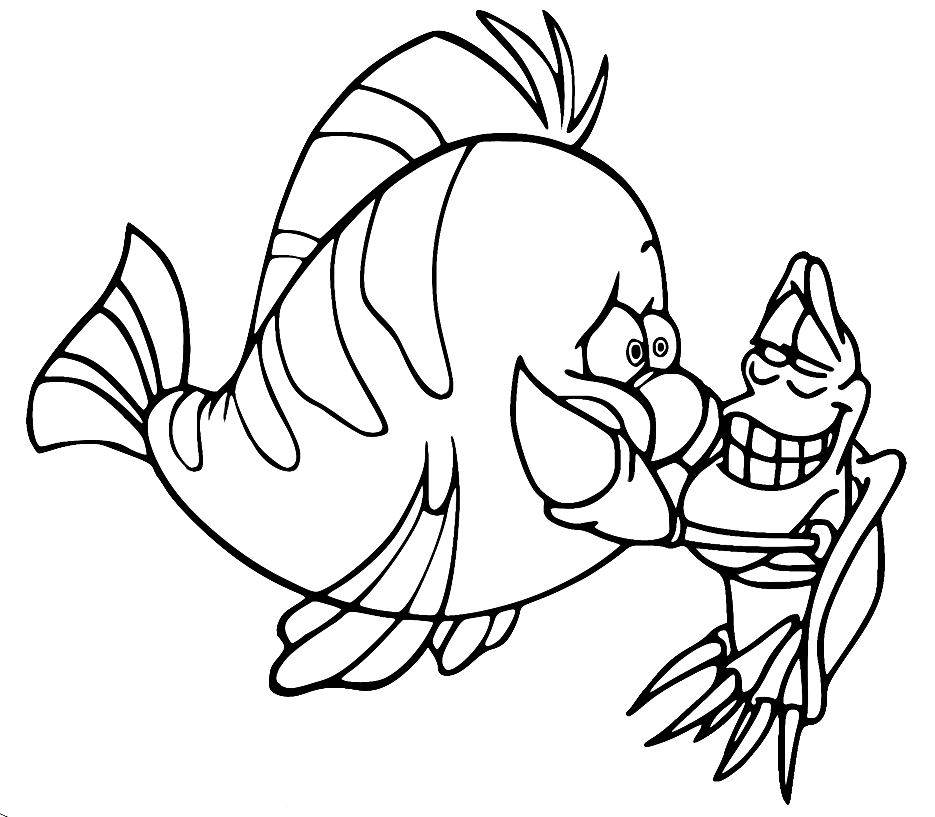Flounder and Sebastian Coloring Pages